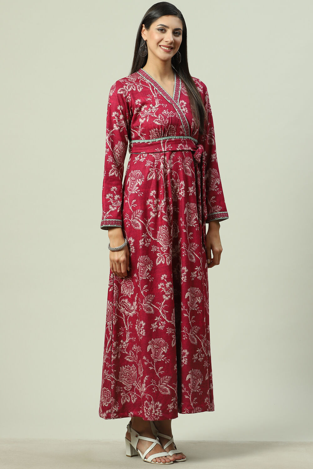 Indigo Pink Acrylic Flared Printed Dress image number 3