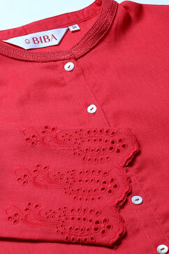 Coral Cotton Flax Solid Kurti image number 1
