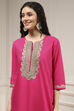 Fuchsia Cotton Straight Solid Kurta image number 1