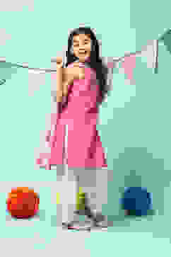 Pink Cotton Blend Straight Kurta Relaxed Salwar Suit Set image number 6