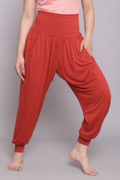 Terracotta Viscose Blend Harem Pants image number 2