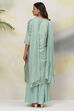 Sea Blue Poly Metallic Straight Kurta Palazzo Suit Set image number 7