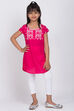 Pink Cotton Solid Kurta Leggings Set image number 2