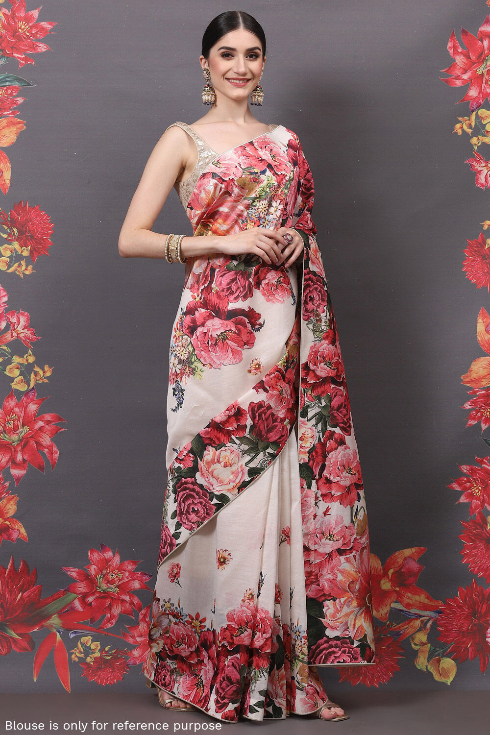 Rohit Bal Off White Cotton Silk Printed Saree image number 2