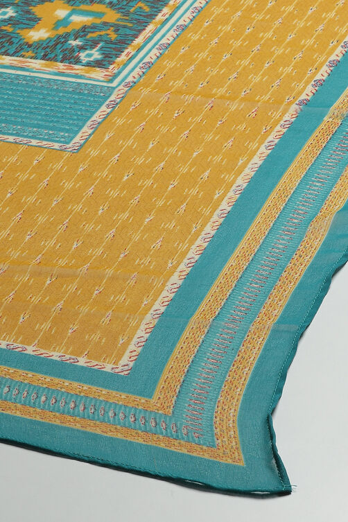 Yellow Crepe Digital Print Unstitched Suit Set image number 3