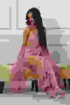 Peach Poly Georgette Straight Suit Set image number 0