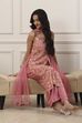 Peach Poly Georgette Straight Suit Set image number 0