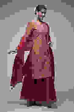 Red Cotton Blend Garara Suit Set image number 5