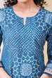 Teal Cotton Straight Kurta image number 1