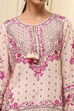 Off-White-Pink Modal Blend Straight Printed Short Kurta image number 1