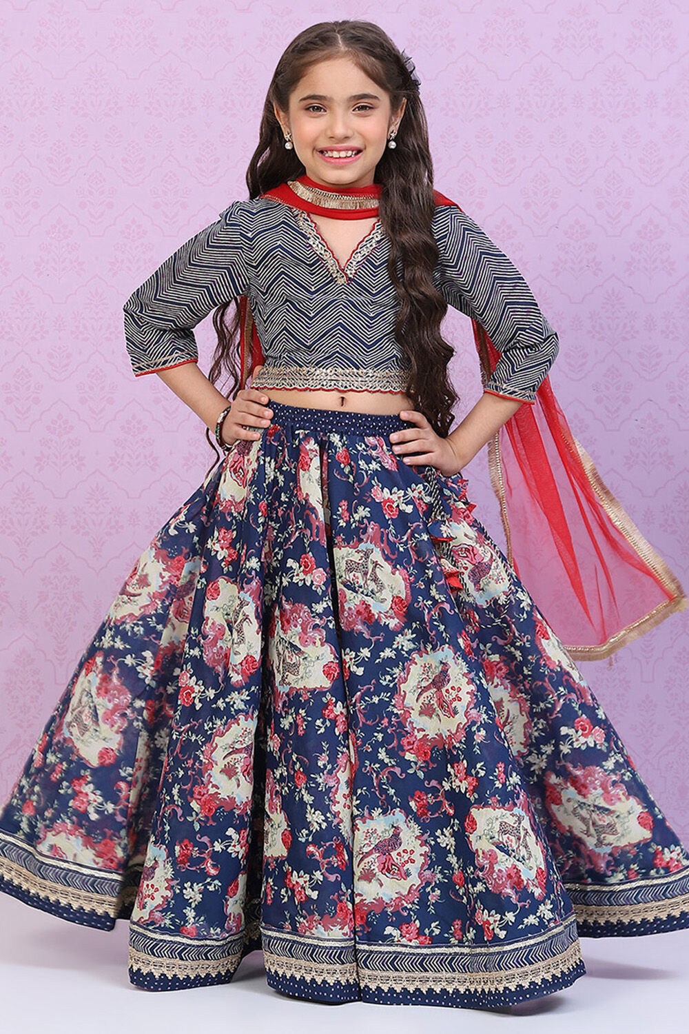 Navy Blue Art Silk Lehenga Set image number 0