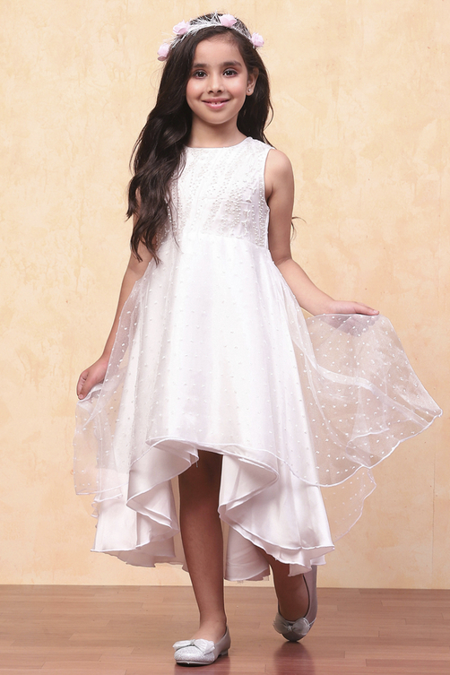 Buy White Organza Embellished Asymmetric Flared Dress Online at Biba India Buy White Organza Embellished Asymmetric Flared Dress Online at Biba India