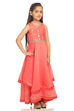 Coral Anarkali Art Silk Gown image number 3