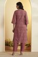 Dusty Rose Printed Straight Kurta Set image number 5