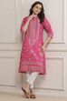 Deep Fuchsia Rayon Straight Printed Kurta