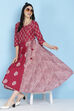 Wine Cotton A-Line Dress