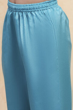 Turquoise Angrakha Printed Flared Suit Set image number 2