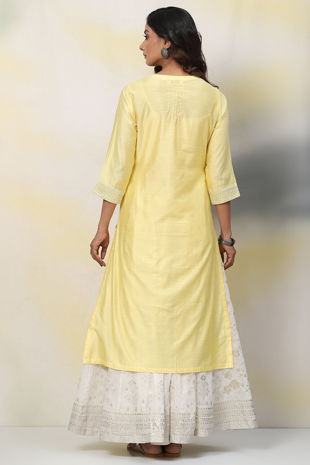 Yellow Straight Kurta image number 4