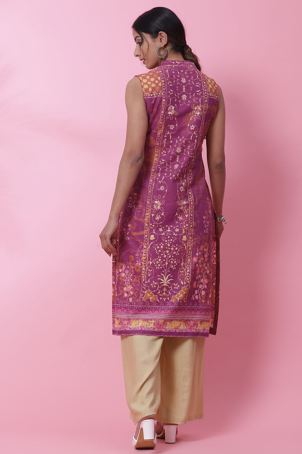 Indigo Cotton Printed Short Kurti image number 4