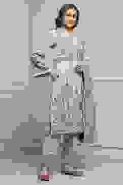 Ivory Printed Straight Winter Suit Set image number 5