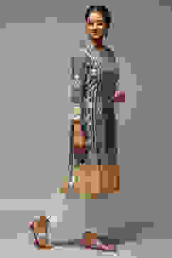 Denim Blue LIVA Straight Printed Kurta image number 4