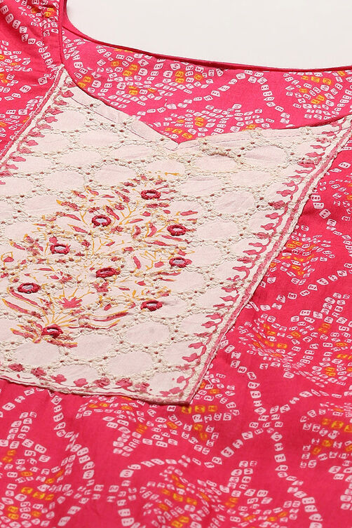 Pink Cotton Unstitched Suit Set image number 2