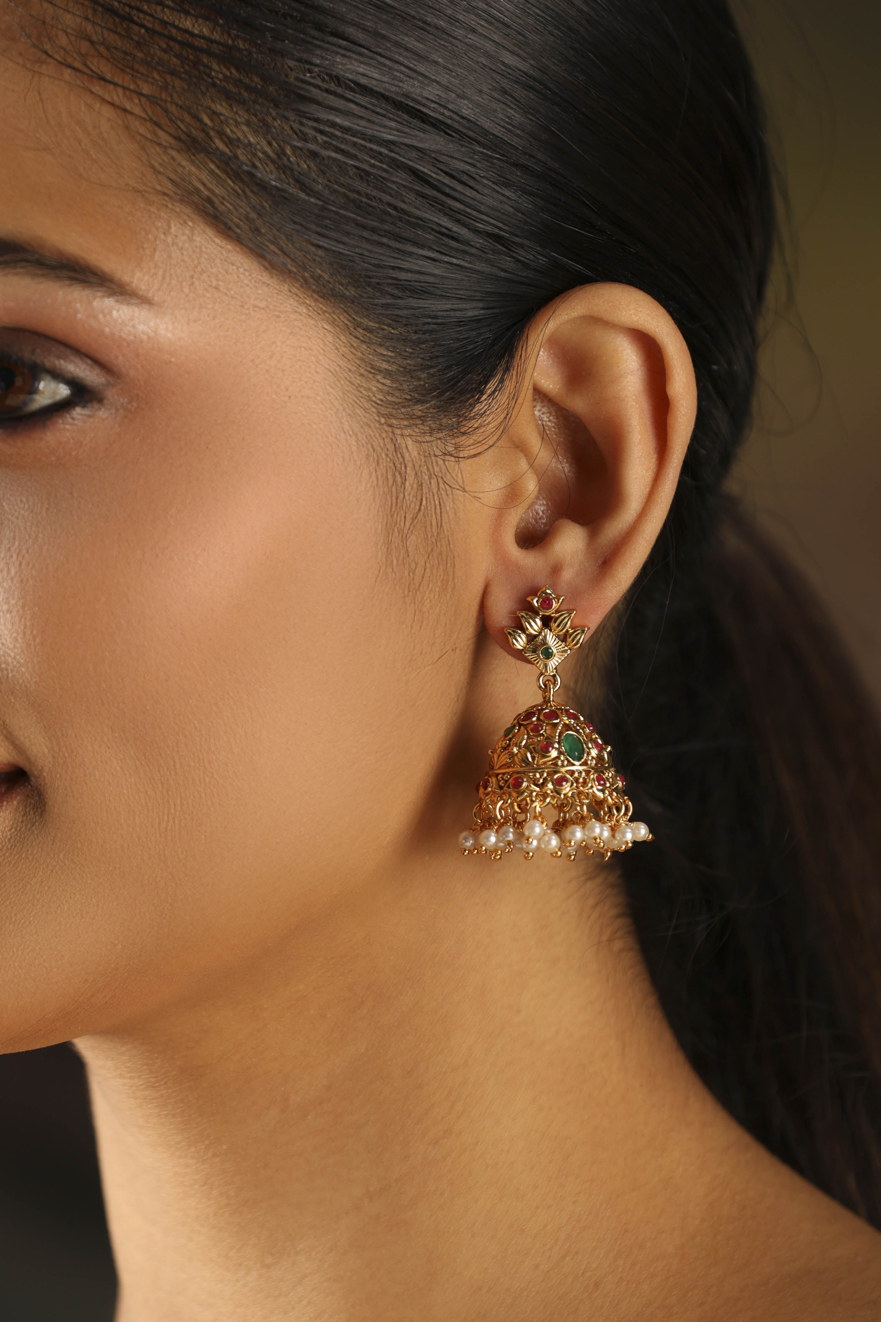 Multicolor Brass Jhumkas image number 1