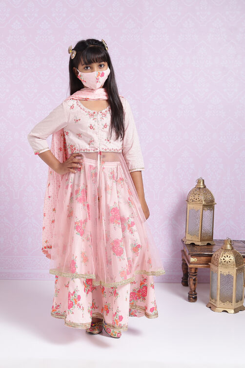 Pink Cotton Lehenga Set image number 4