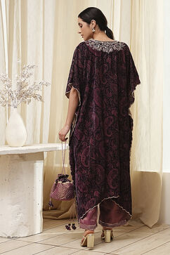 Purple Art Silk A-Line Kurta Palazzo Suit Set image number 4