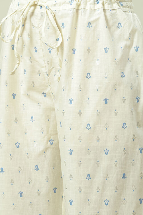 Blue LIVA Straight Kurta Palazzo Suit Set image number 2