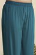 Teal Viscose Blend Embroidered Straight Kurta Set image number 2