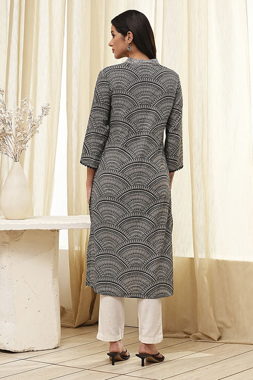 Black Straight Kurta image number 3