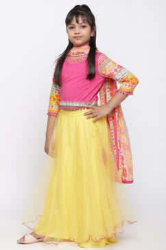 Pink And Yellow Lehenga Set image number 2