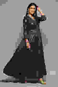 Navy LIVA Straight Printed Dress image number 3