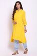 Pink Cotton A-Line Kurta image number 2