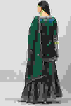 Teal Blue Viscose Straight Kurta Garara Suit Set image number 4