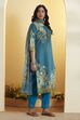 Turquoise Cotton Straight Printed Kurta Ankle Length Suit Set image number 4