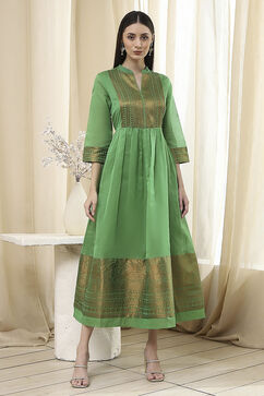 Green Polyester Blend  Kurta image number 5