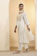 Off White Viscose Rayon Kalidar Suit Set image number 3
