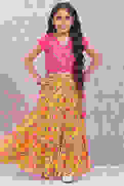 Yellow Cotton Lehenga Set image number 0