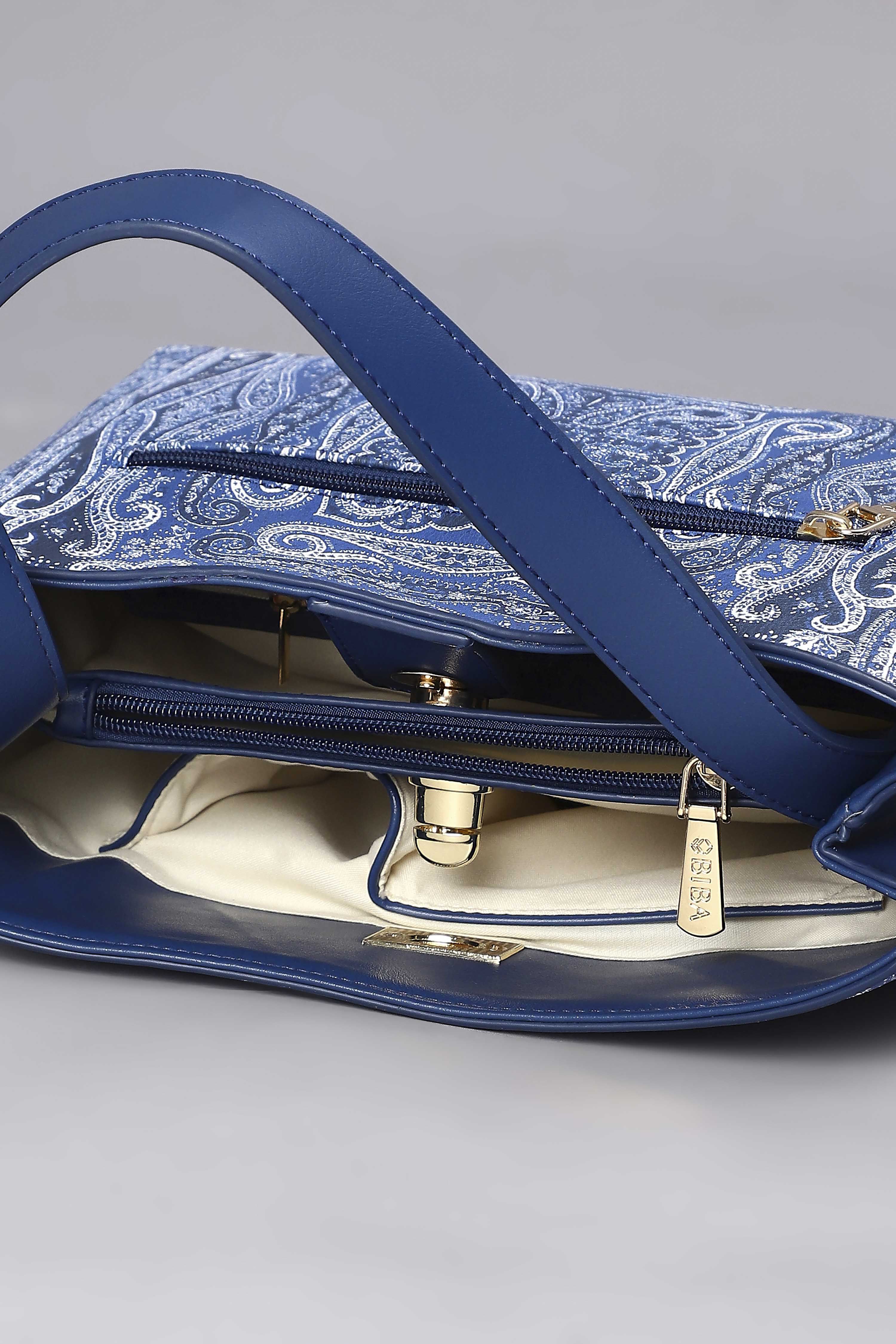 Blue PU Tote Bag image number 5