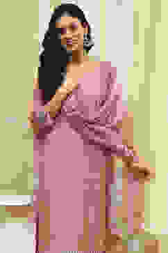 Peach Cotton Screen Print Unstitched Suit Set image number 8