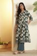 Green Cotton A-Line Kurta