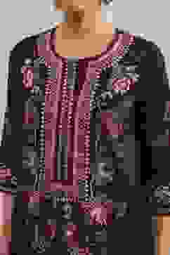 Brown Cotton Printed Straight Kurta Set image number 1