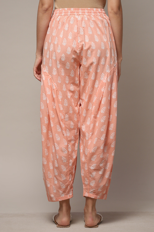 White Blue Cotton Printed Relaxed Salwar image number 2