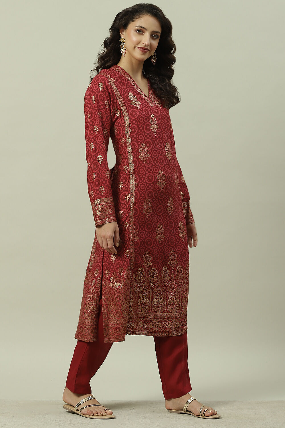 Green Rayon Straight Printed Kurta image number 2