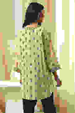 Beige Viscose Printed Straight  Short Kurta image number 3