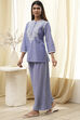 Dull Blue Cotton Straight Co-ord Set image number 3