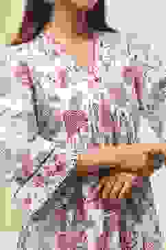 Off-White Cotton Floral Gathered Suit Set image number 1