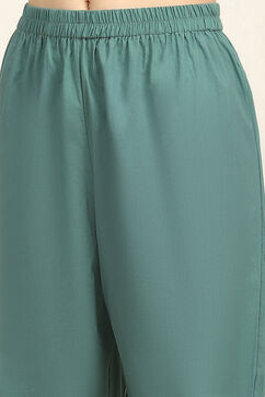 Teal Cotton Unstitched Suit Set image number 3